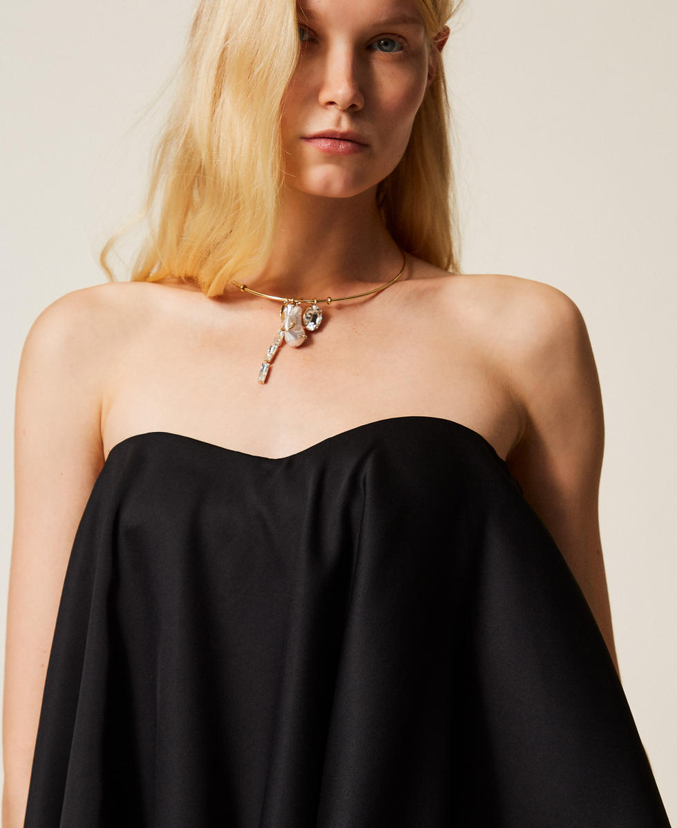 Top bustier de raso Negro Mujer 261TP2254_00006_04