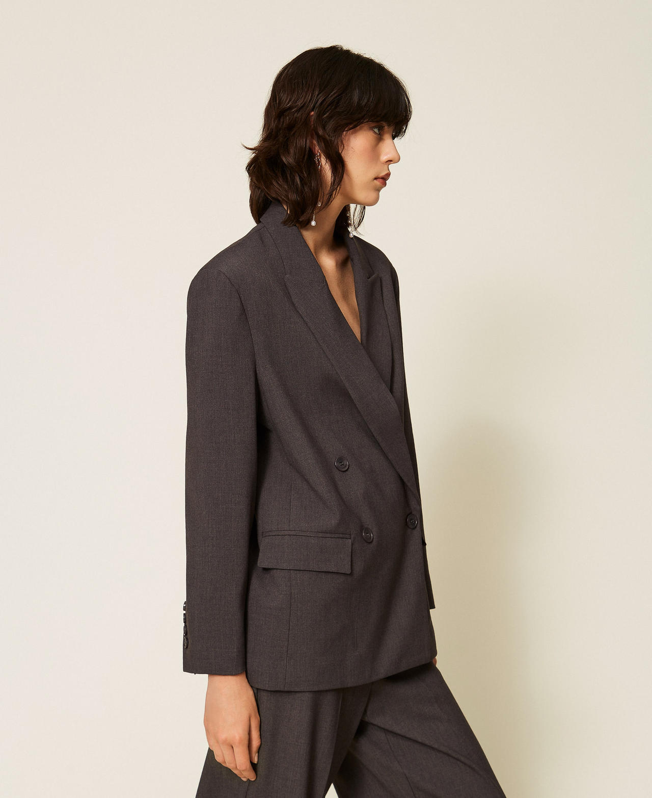 Giacca blazer doppiopetto Grigio Antracite Melange Donna 262TF2010_12840_03