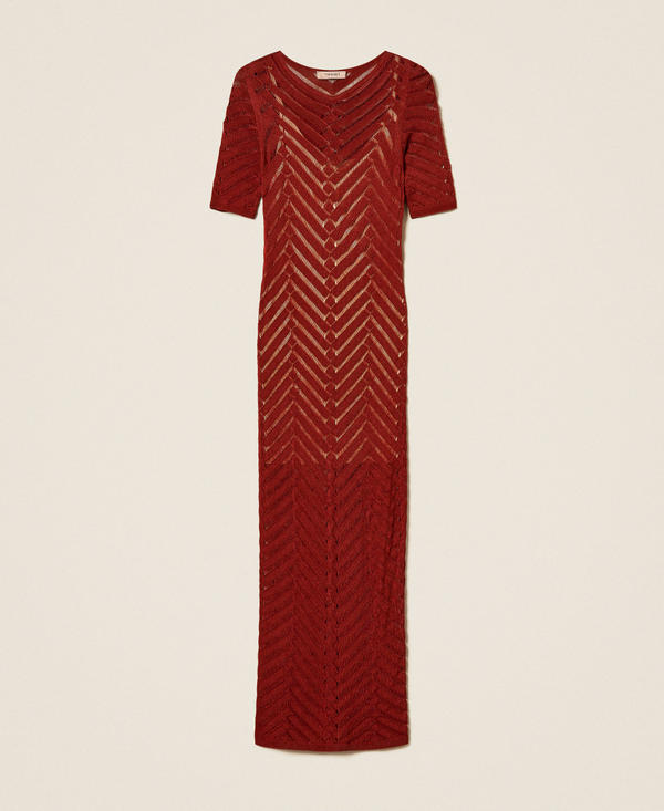 Robe longue en maille &agrave; chevrons