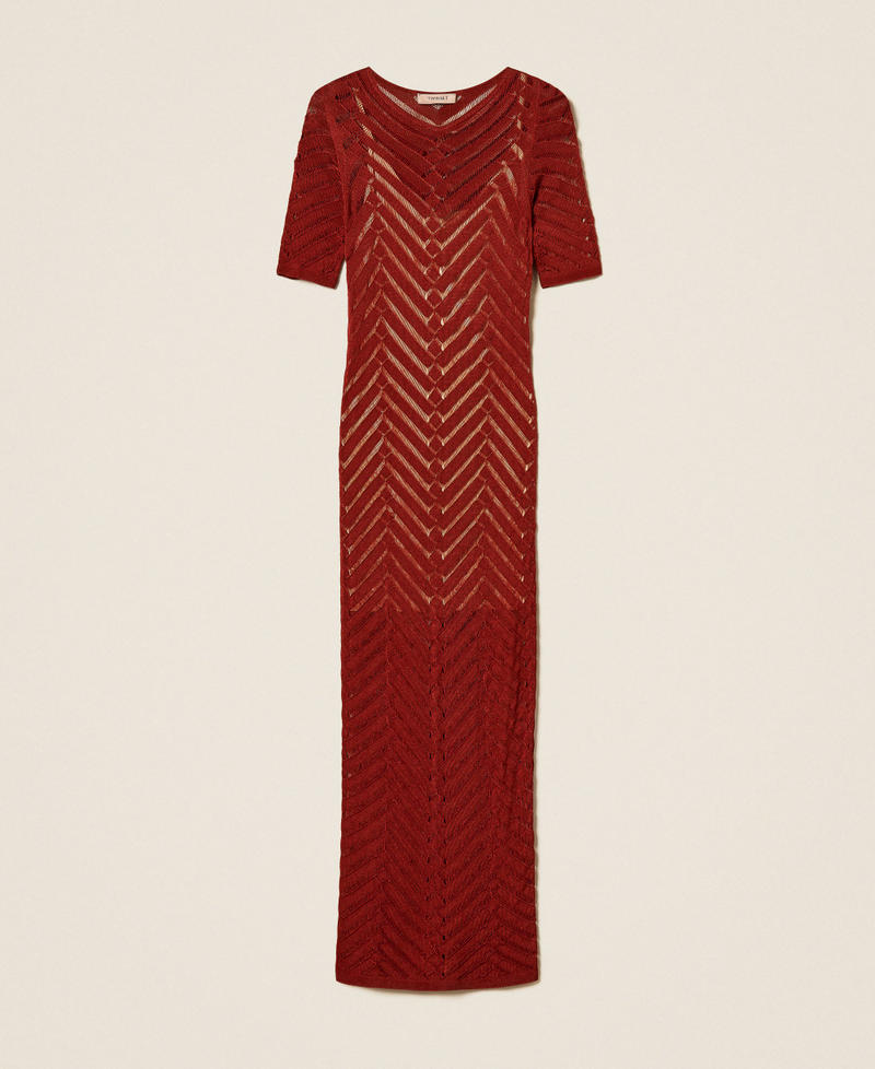 Langes Strickkleid mit Zickzack-Muster &bdquo;Henna&ldquo; Brown Frau 261TT3100_13332_S0