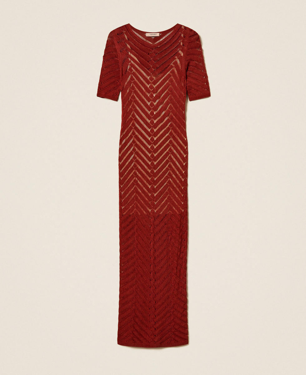 Langes Strickkleid mit Zickzack-Muster &bdquo;Henna&ldquo; Brown Frau 261TT3100_13332_S0