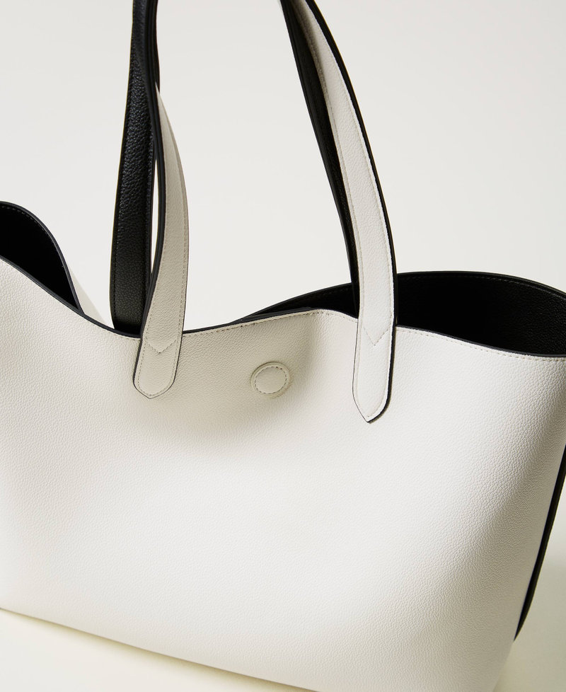 ‘Everywhere‘ reversible shopper bag Two-tone Mother-of-pearl / Black Woman 251TB7300_03261_05