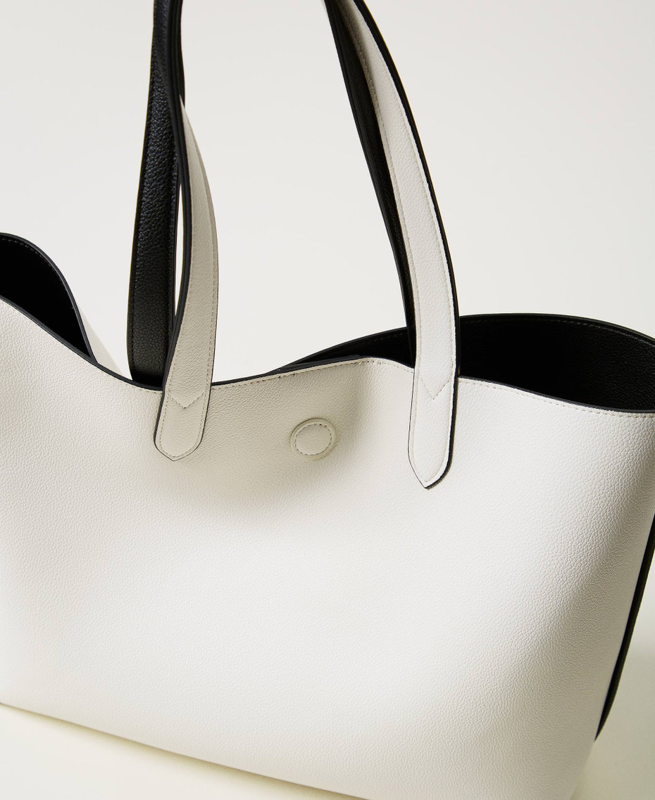 ‘Everywhere‘ reversible shopper bag Two-tone Mother-of-pearl / Black Woman 251TB7300_03261_05