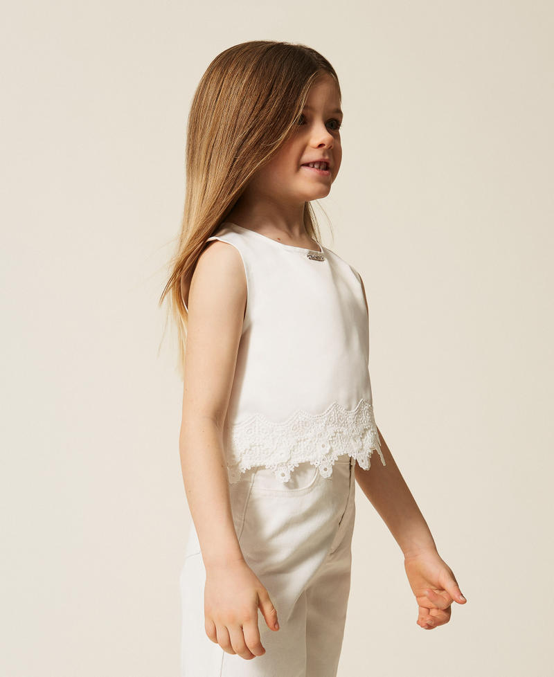 Girls&rsquo; cropped duchesse top Off White Girl 261GB2041_00526_02