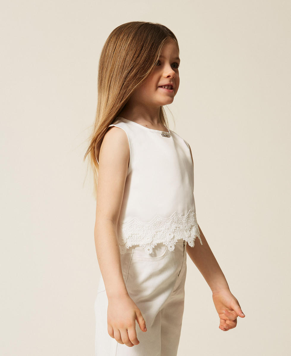 Girls&rsquo; cropped duchesse top Off White Girl 261GB2041_00526_02