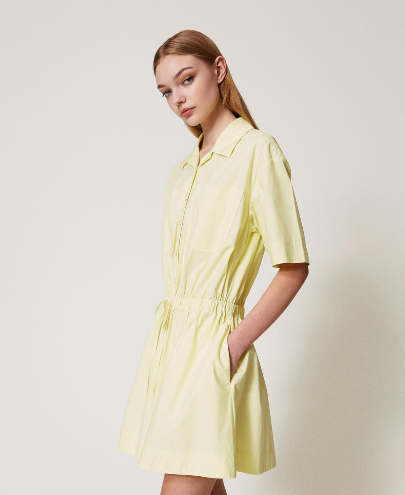 Short poplin dress with drawstring Yellow Pear Woman 251AX2111_12348_02
