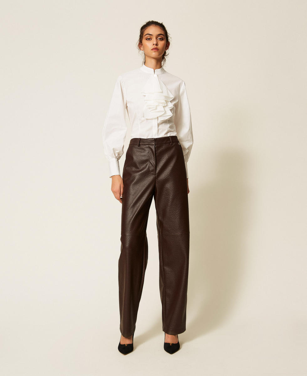 Poplin shirt with ruffles Off White Woman 262AP2410_00526_T0