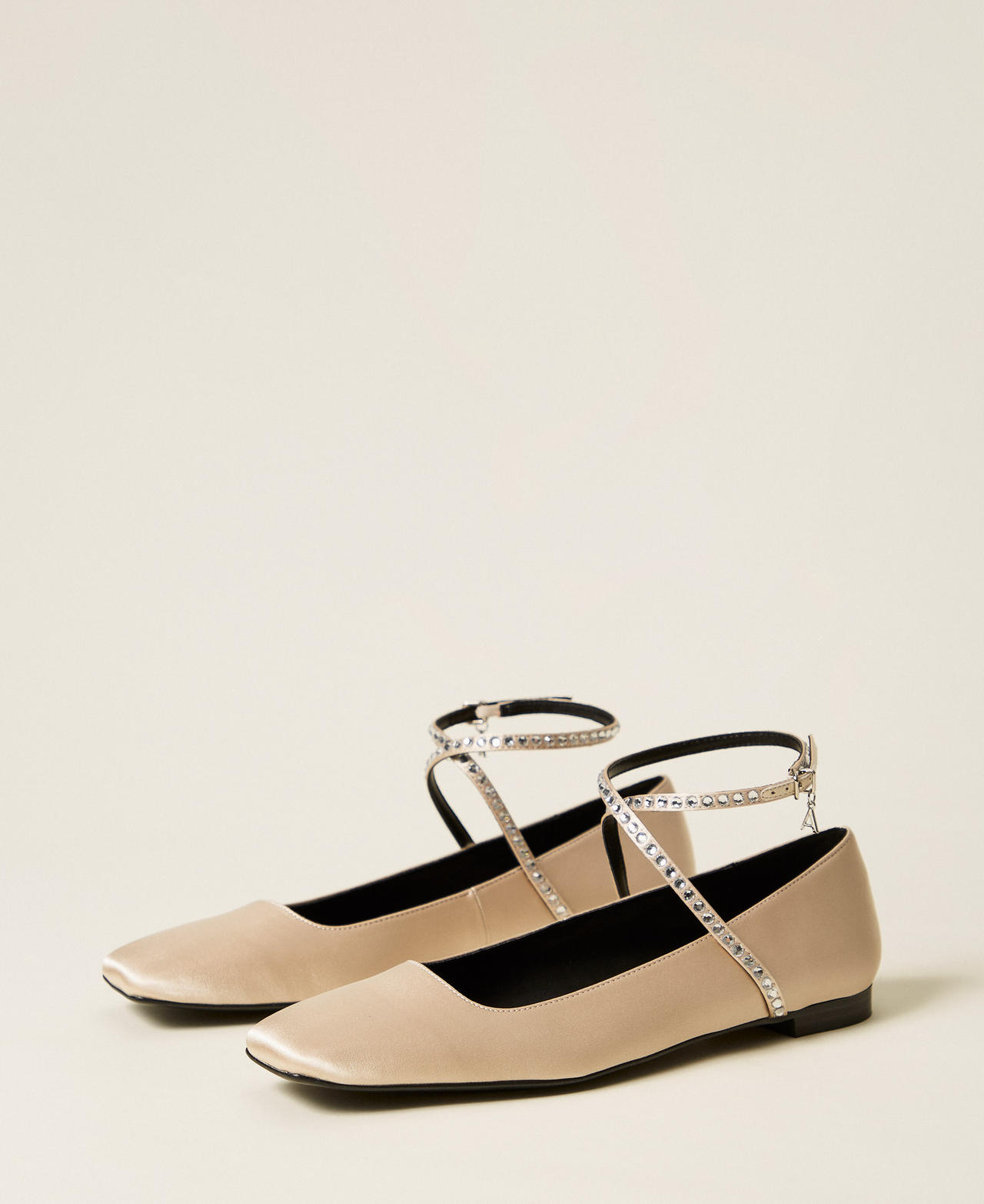 Ballerines en tissu avec strass Beige « Crystal Sand » Femme 252ACP012_12610_02