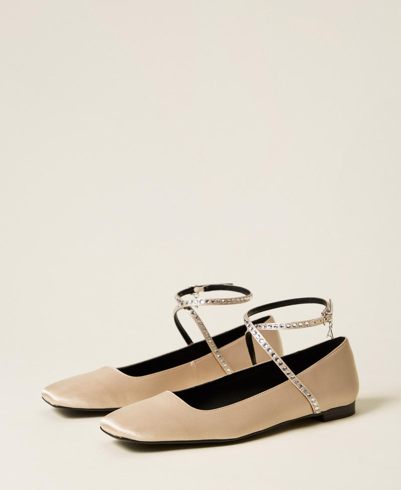 Ballerines en tissu avec strass Beige « Crystal Sand » Femme 252ACP012_12610_02