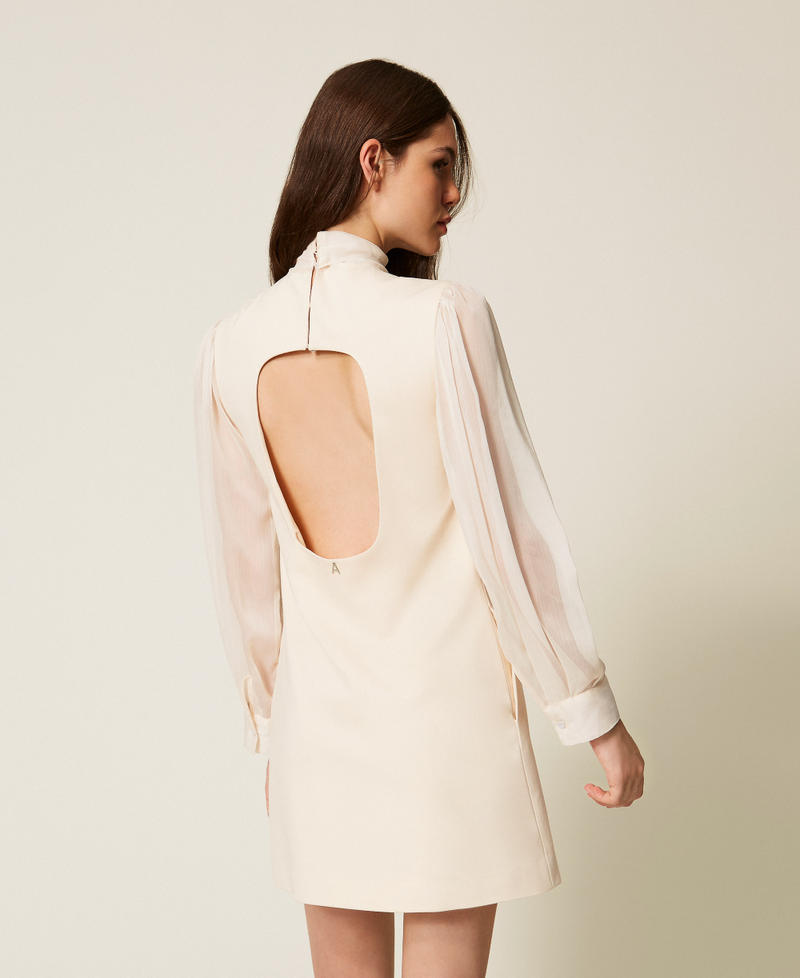 Short dress with sash neck Crystal Sand Beige Woman 252AT2211_12610_03