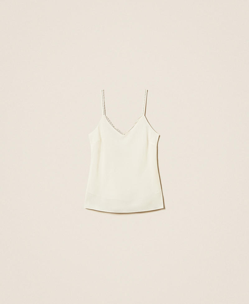 Silk blend crêpe de Chine top White Snow Woman 252TT2411_00282_S0