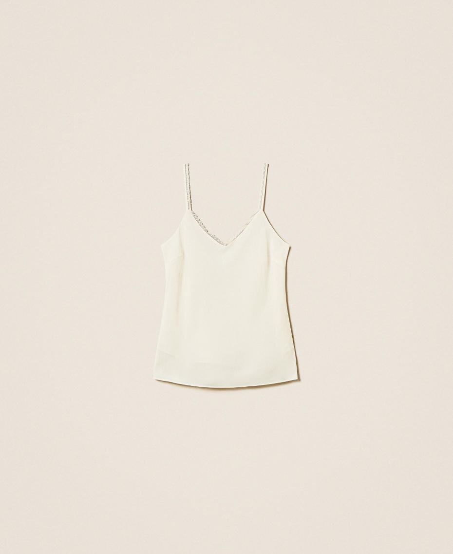 Silk blend crêpe de Chine top White Snow Woman 252TT2411_00282_S0