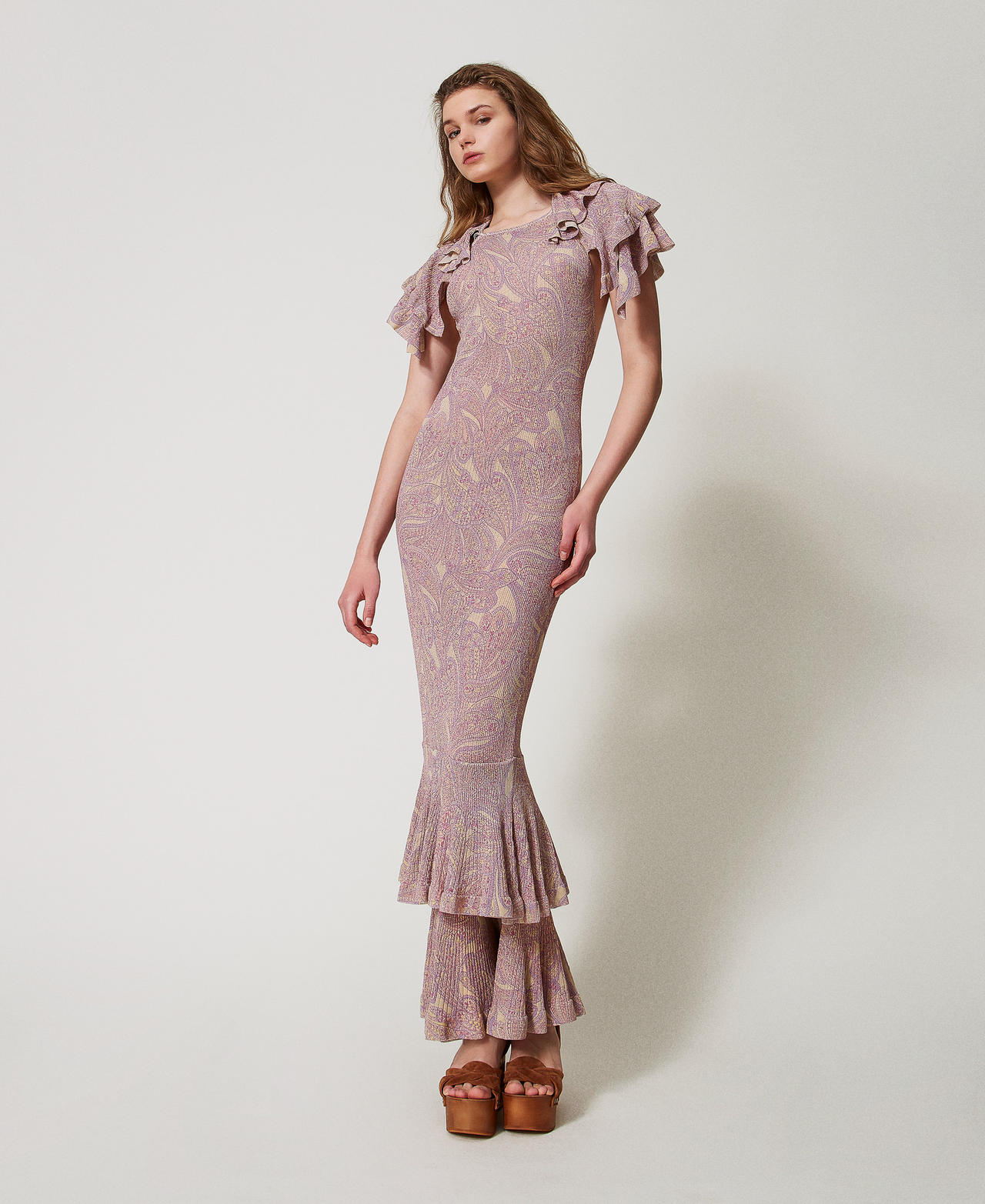 Maxistrickkleid „Lipari“ mit Print Paisleymuster-Print Small Lilac Frau 251TS3220_12591_01