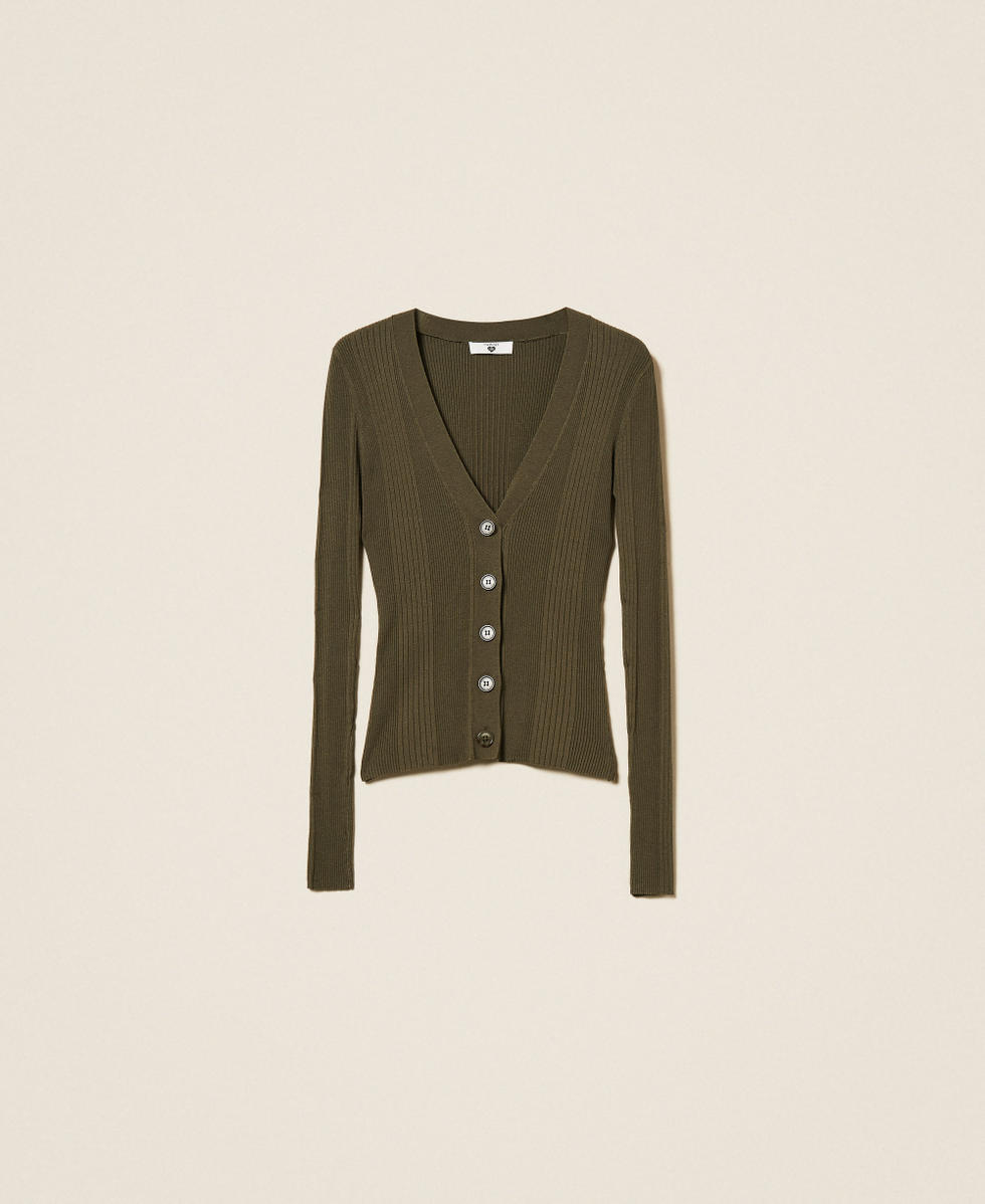 Fitted rib knit cardigan