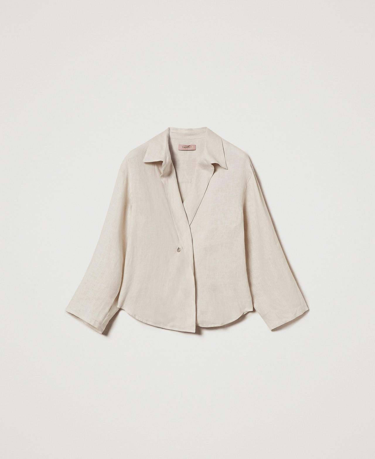 Camicia a portafoglio in lino Beige "Sabbia Fredda" Donna 251TF2017_07019_0S