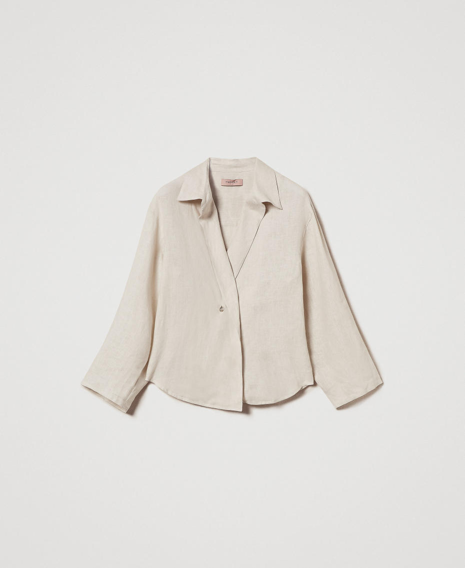 Camicia a portafoglio in lino Beige "Sabbia Fredda" Donna 251TF2017_07019_S0