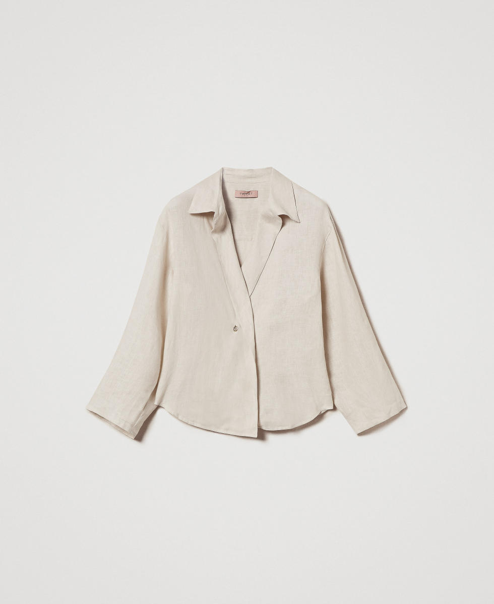 Chemise portefeuille en lin Beige &laquo;&nbsp;Sable Froid&nbsp;&raquo; Femme 251TF2017_07019_S0