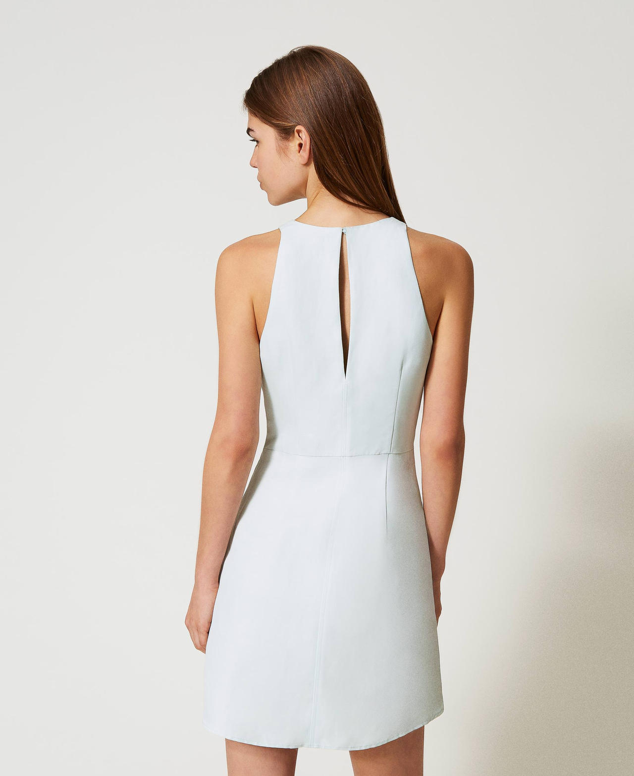 Short linen-blend dress Water Green Woman 251TT2305_12371_03