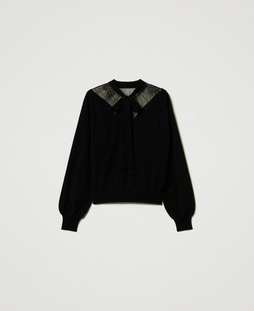 Black jumper with lace sleeves online