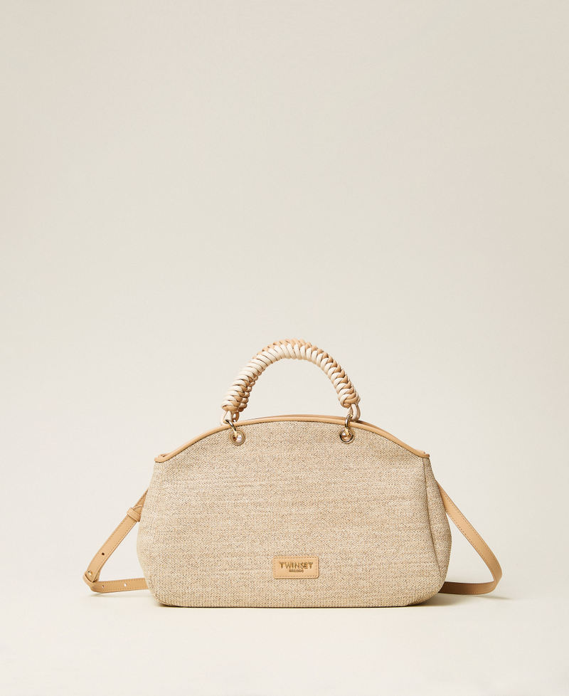 Raffia-effect bowler bag Straw Woman 261TB7053_00193_01