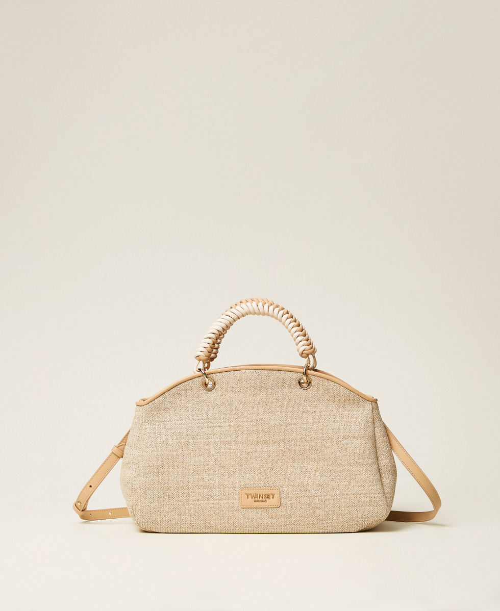 Raffia-effect bowler bag Straw Woman 261TB7053_00193_01