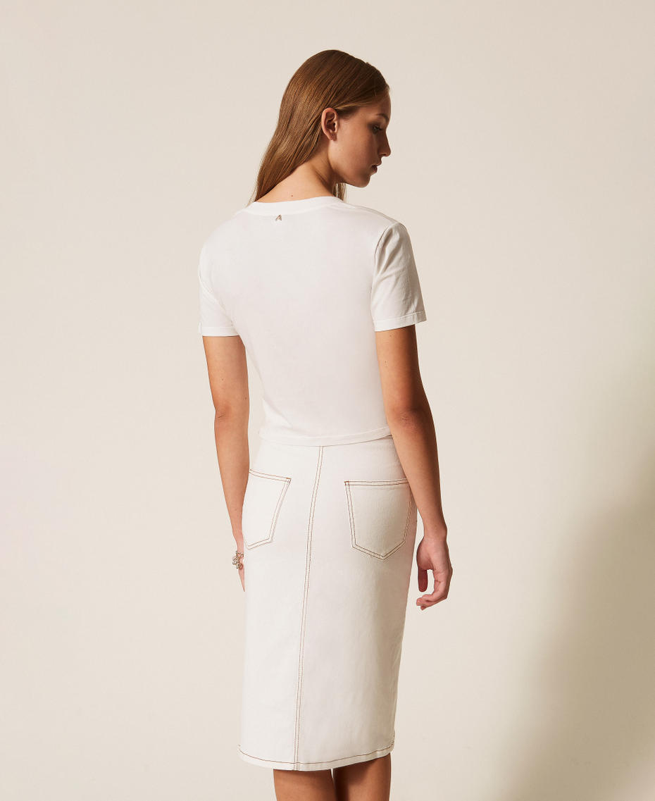 Rock aus Bio-Bull-Baumwolle Milk Frau 261AP2383_12577_03