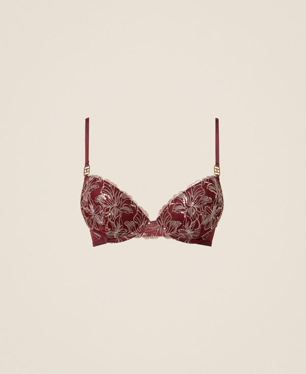 Push-up bra with floral embroidery