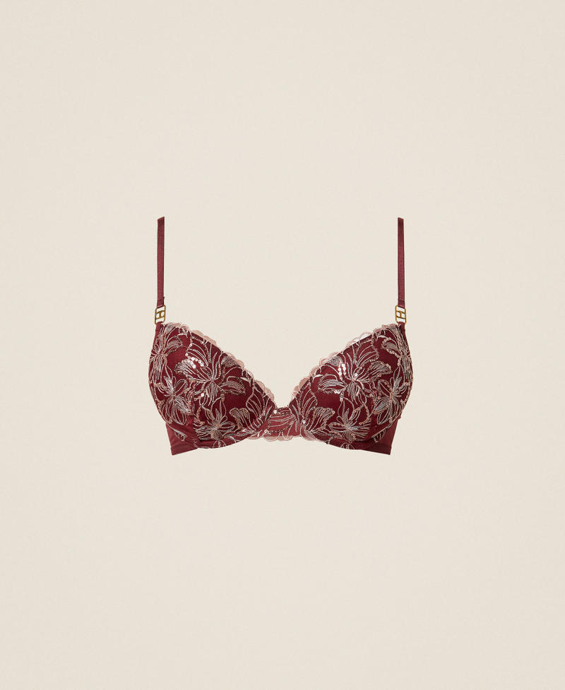 Soutien-gorge push-up avec broderie florale Bicolore Dentelle Rouge « Red Wine »/Rose « Pink Dust » Femme 252LL6E44_12859_S0
