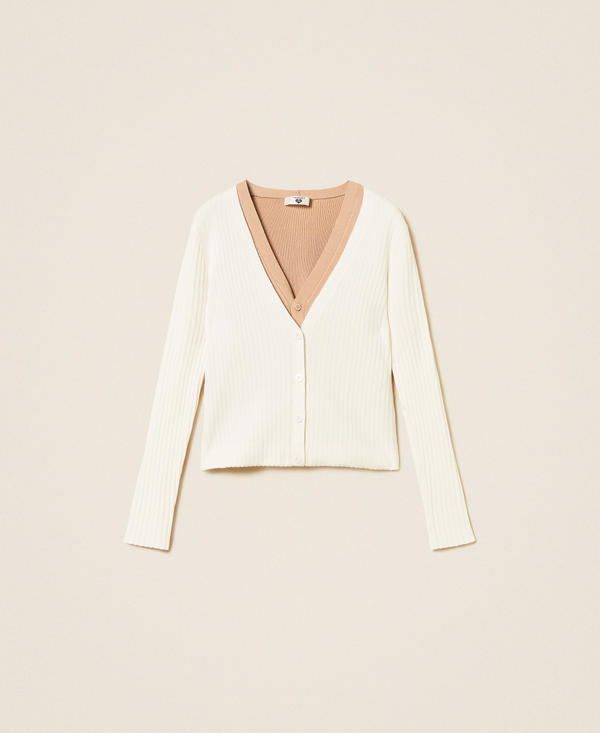 Cardigan trompe-l&rsquo;&oelig;il c&ocirc;tel&eacute;