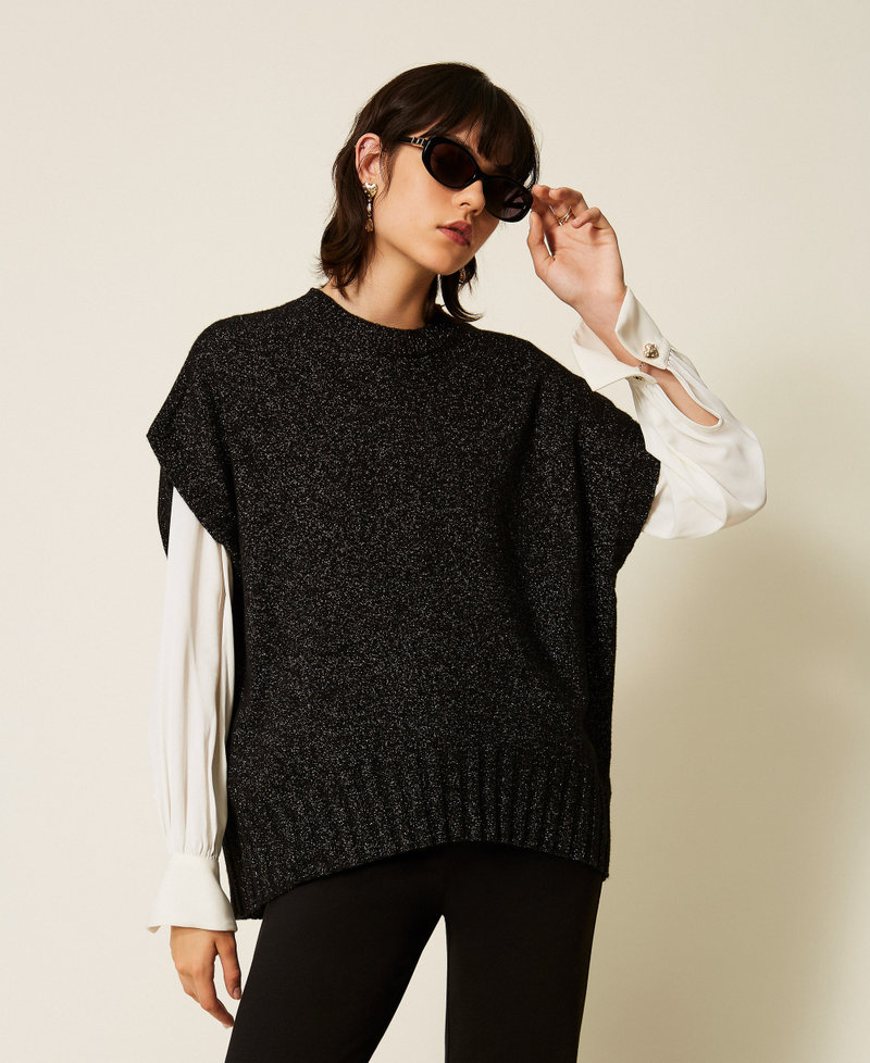 Wool and cashmere jumper with lurex Black/Gold Woman 262TP3510_13934_02