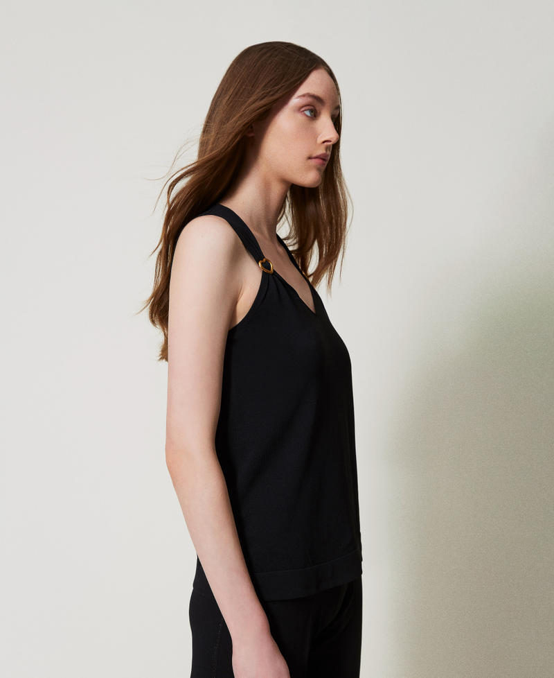 Knit top with heart sliders