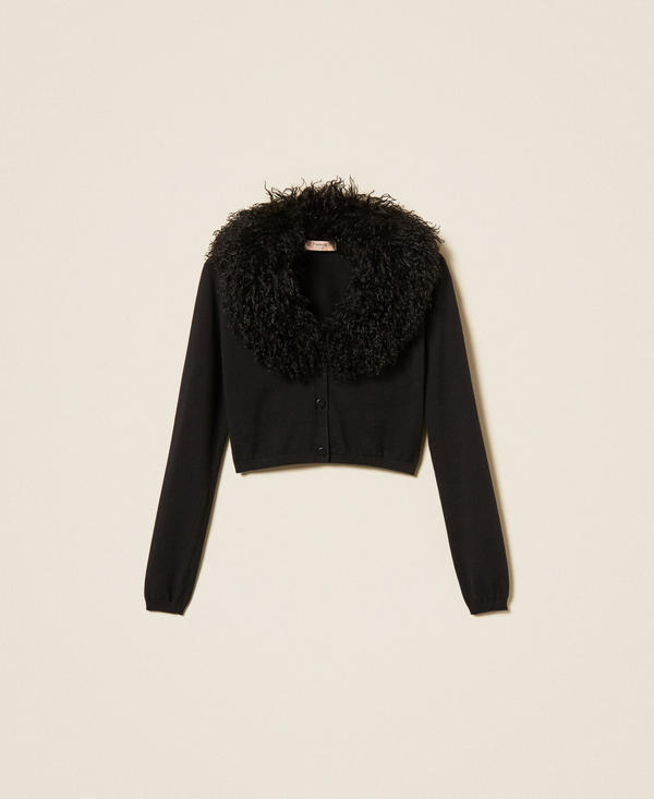Cropped-Cardigan aus Kunstpelz