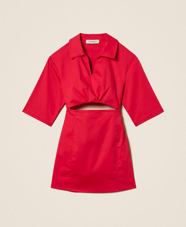 Short poplin dress with cut-out