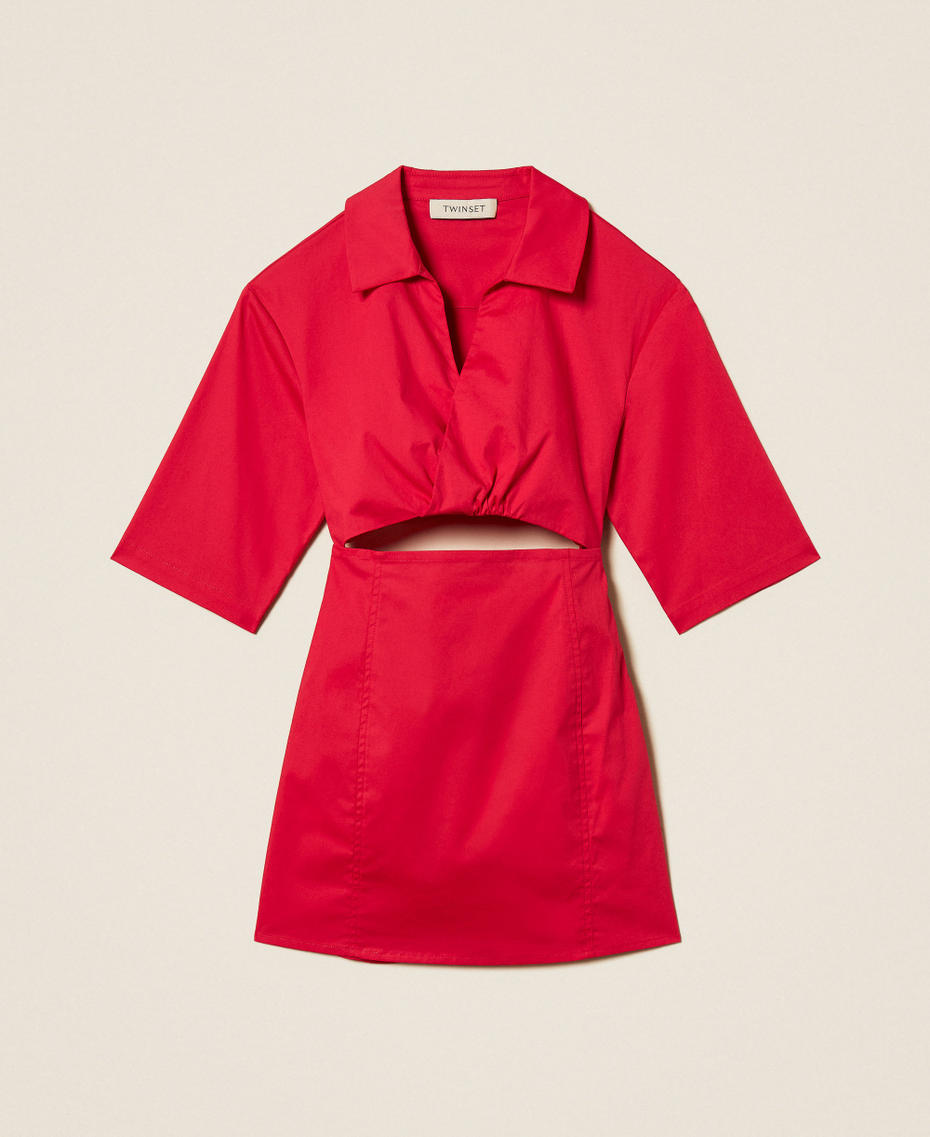 Short poplin dress with cut-out Magenta Red Girl 261GJ2011_13160_S0