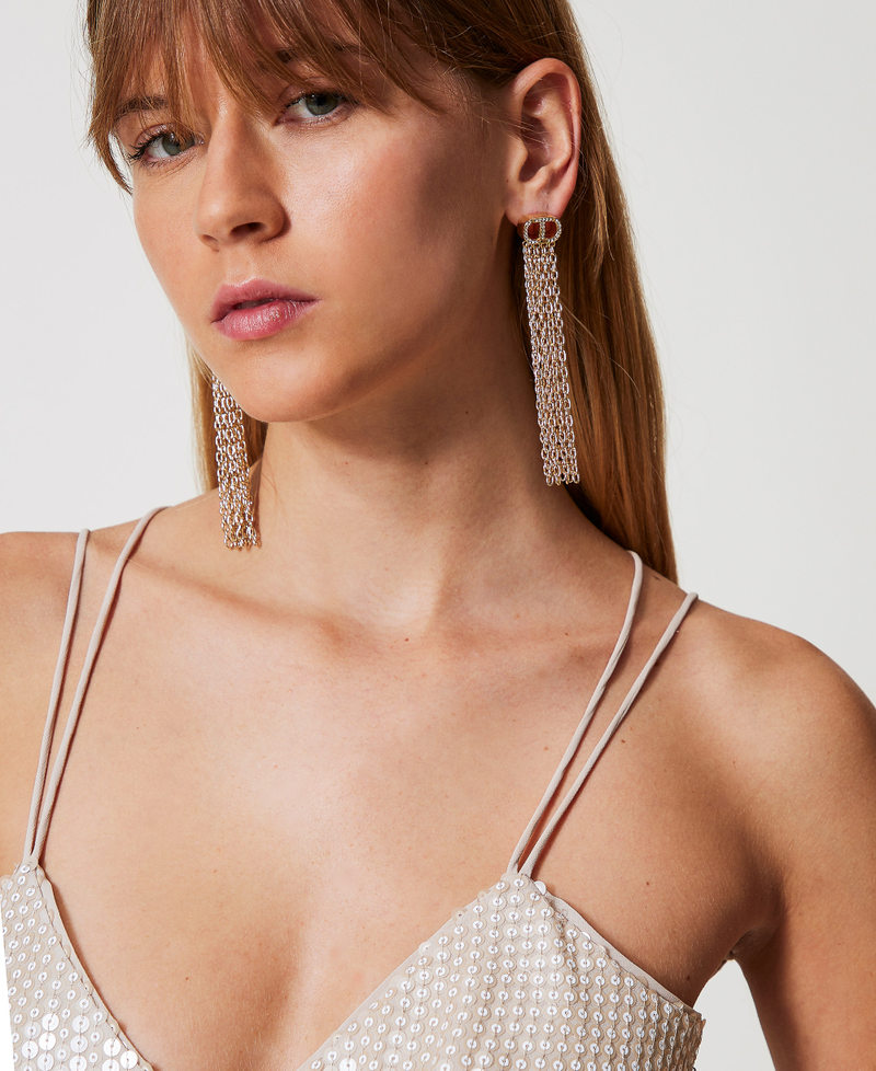 Earrings with fringes and Oval T New Gold Woman 251TA4150_10630_0T