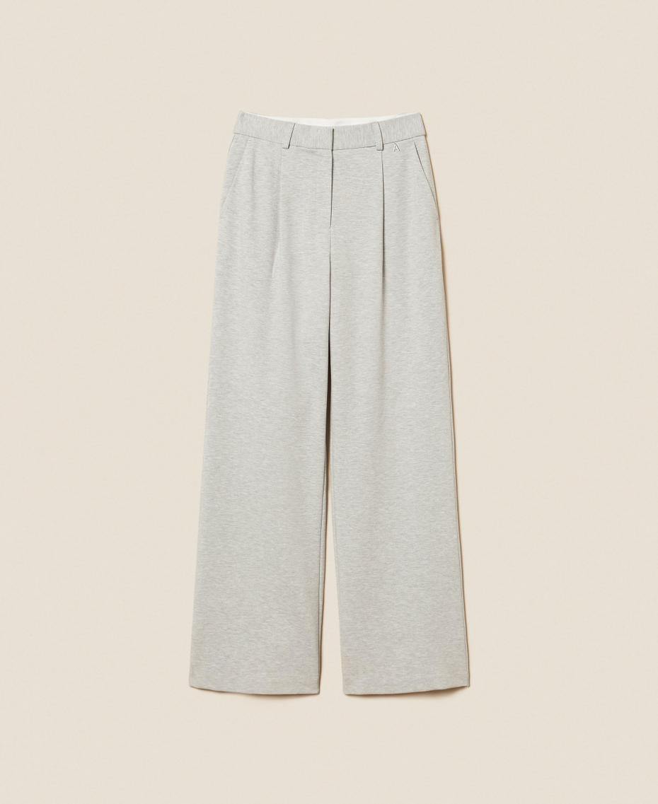 Palazzo trousers with pockets Light Grey Melange Woman 261AP2145_12837_S0