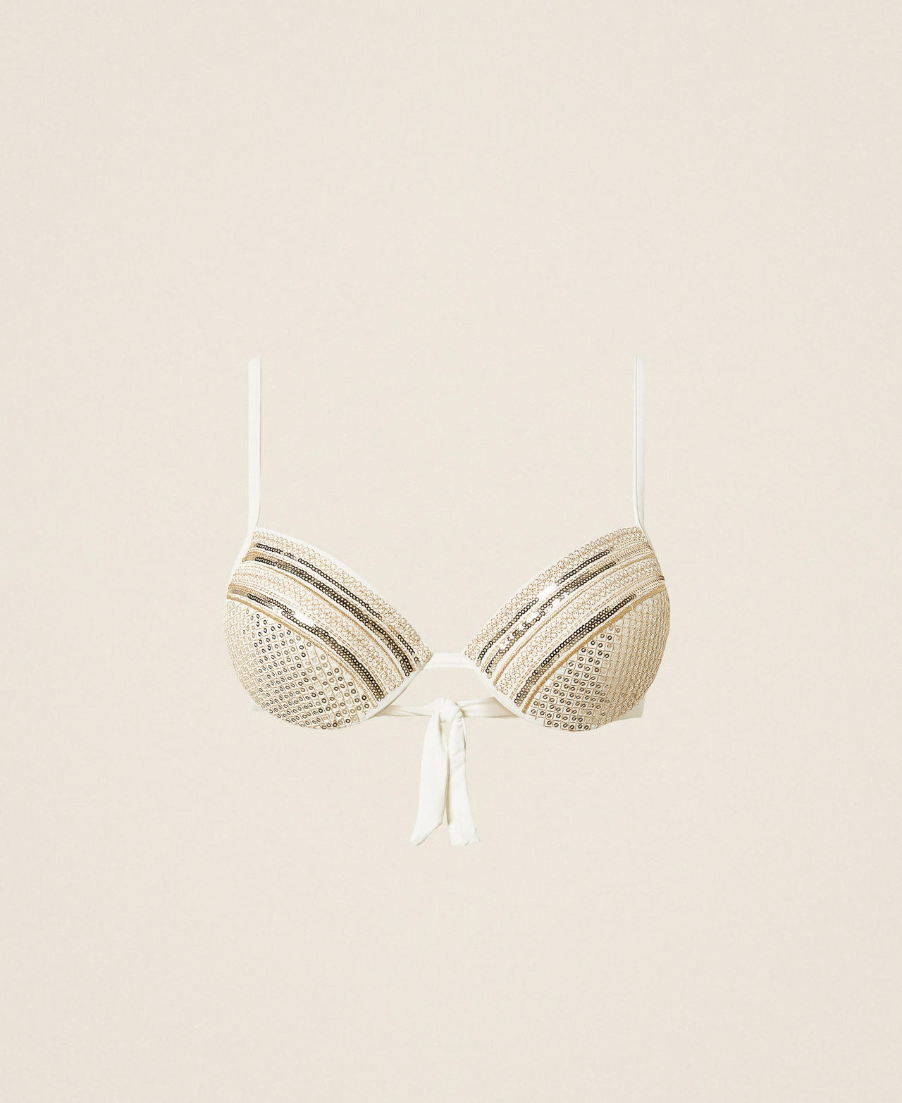 Haut de maillot de bain push-up avec sequins brodés