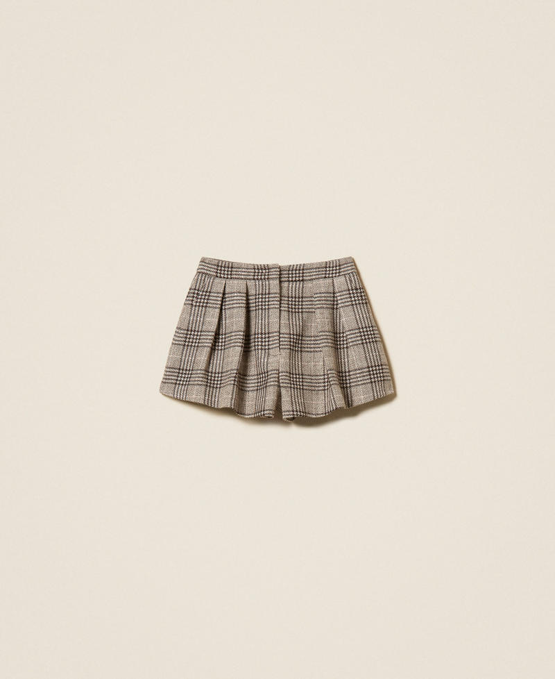 Shorts in panno check con paillettes Coffee / Cold Beige Donna 262TP2743_13717_S0