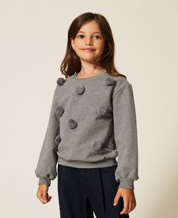 Baby&acute;s sweatshirt with faux fur pompom