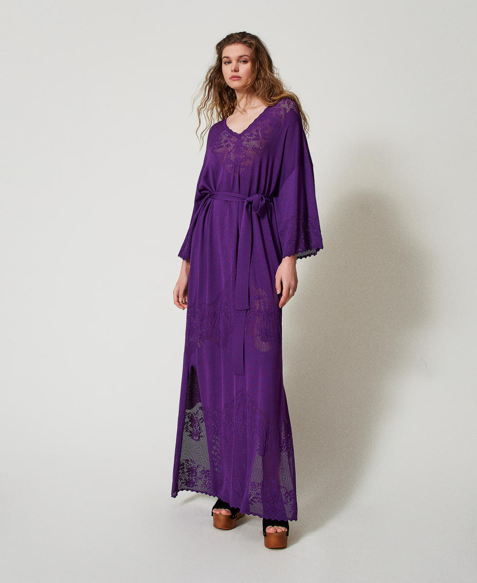 Robe longue en maille ajour&eacute;e