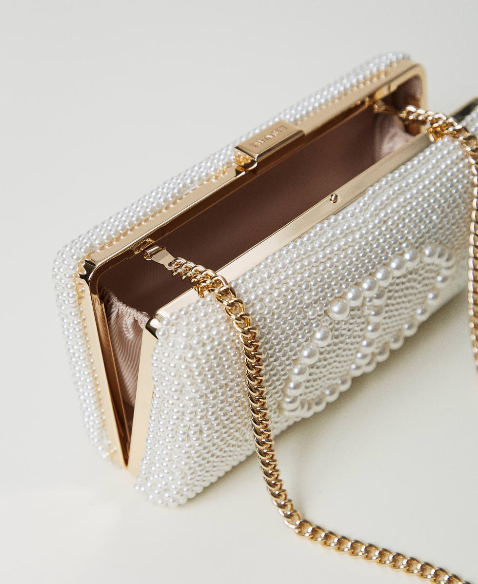 Clutch con perle e Oval T