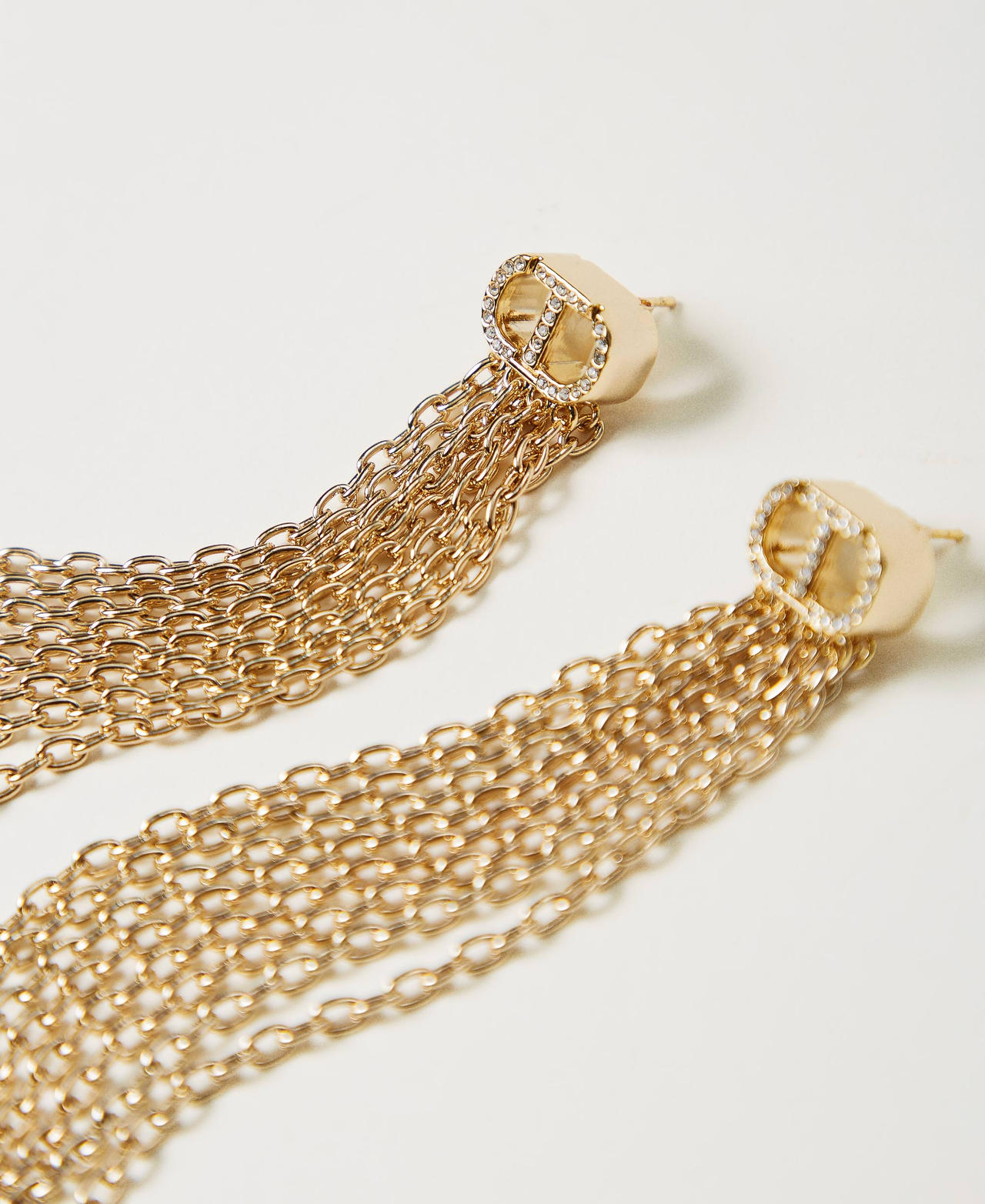 Earrings with fringes and Oval T New Gold Woman 251TA4150_10630_02