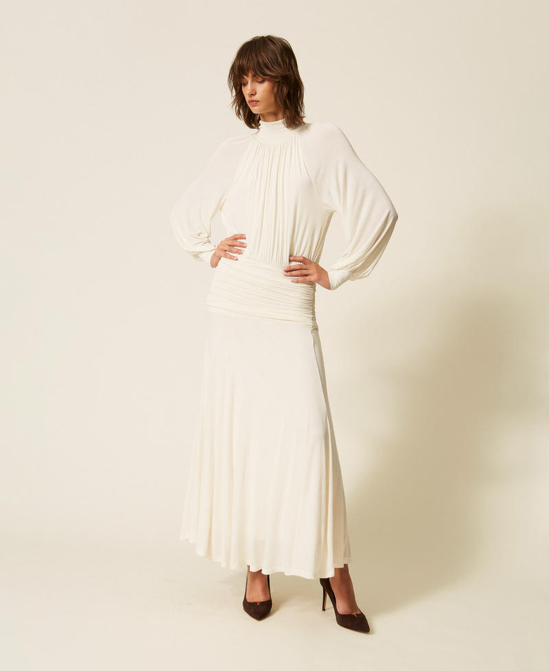 Abito lungo con drappeggi Avorio Donna 262TF2061_00018_02