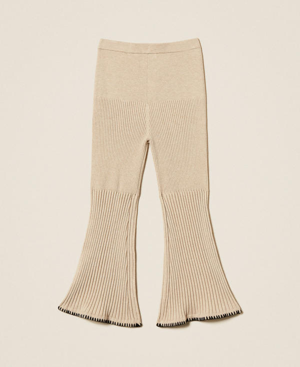 Rib knit trousers with embroidery