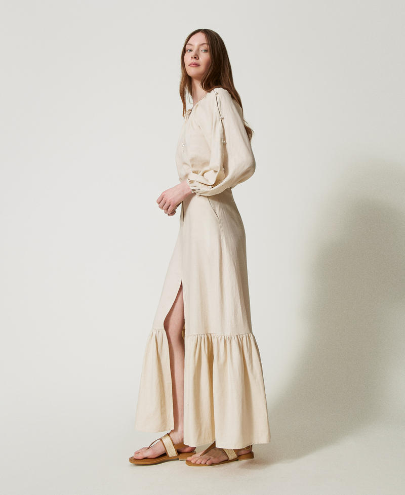 Gonna lunga in misto lino Almond Beige Donna 251LM2QEE_12363_02