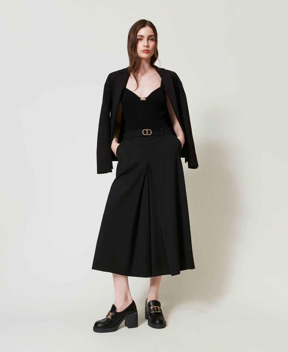 Mocassini alti con morsetto Oval T Donna Nero TWINSET Milano