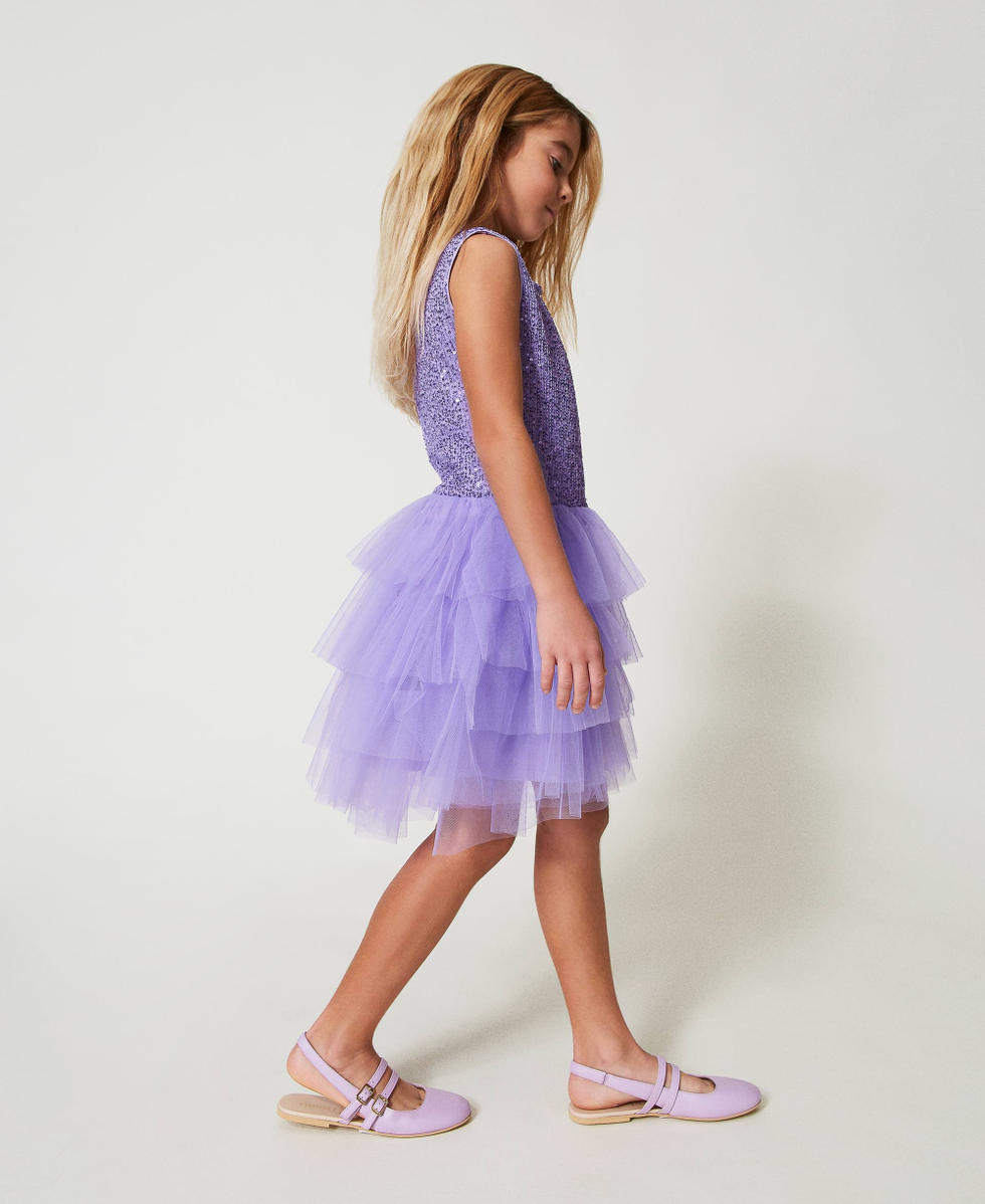 Robe courte en sequins et tulle Pastel Violet Fille 251GJ2533_11862_02
