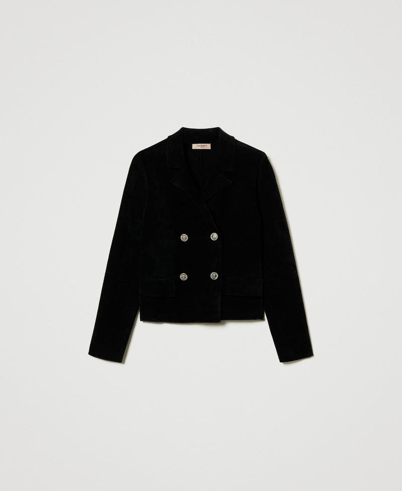 Knit jacket with Oval T buttons