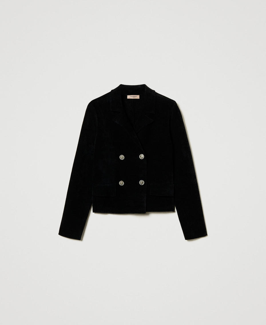 Knit jacket with Oval T buttons