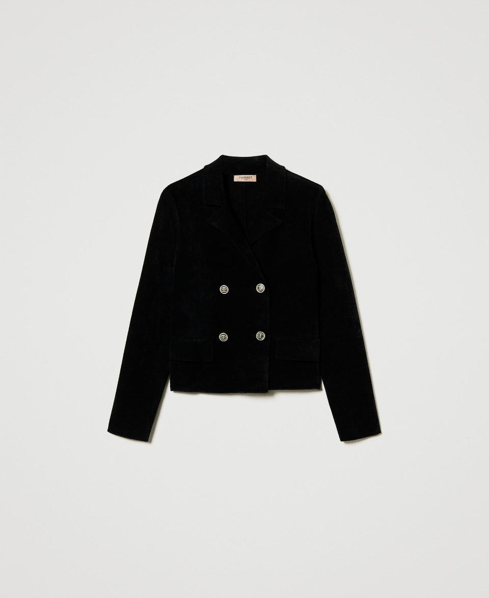 Knit jacket with Oval T buttons Black Woman 242TT3230_00006_S0